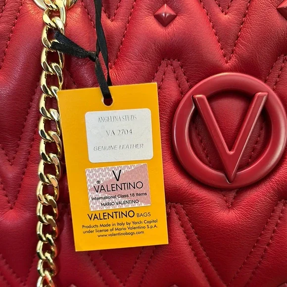 Valentino Red Gold Quilted Shoulder Bag - Picture 6 of 10